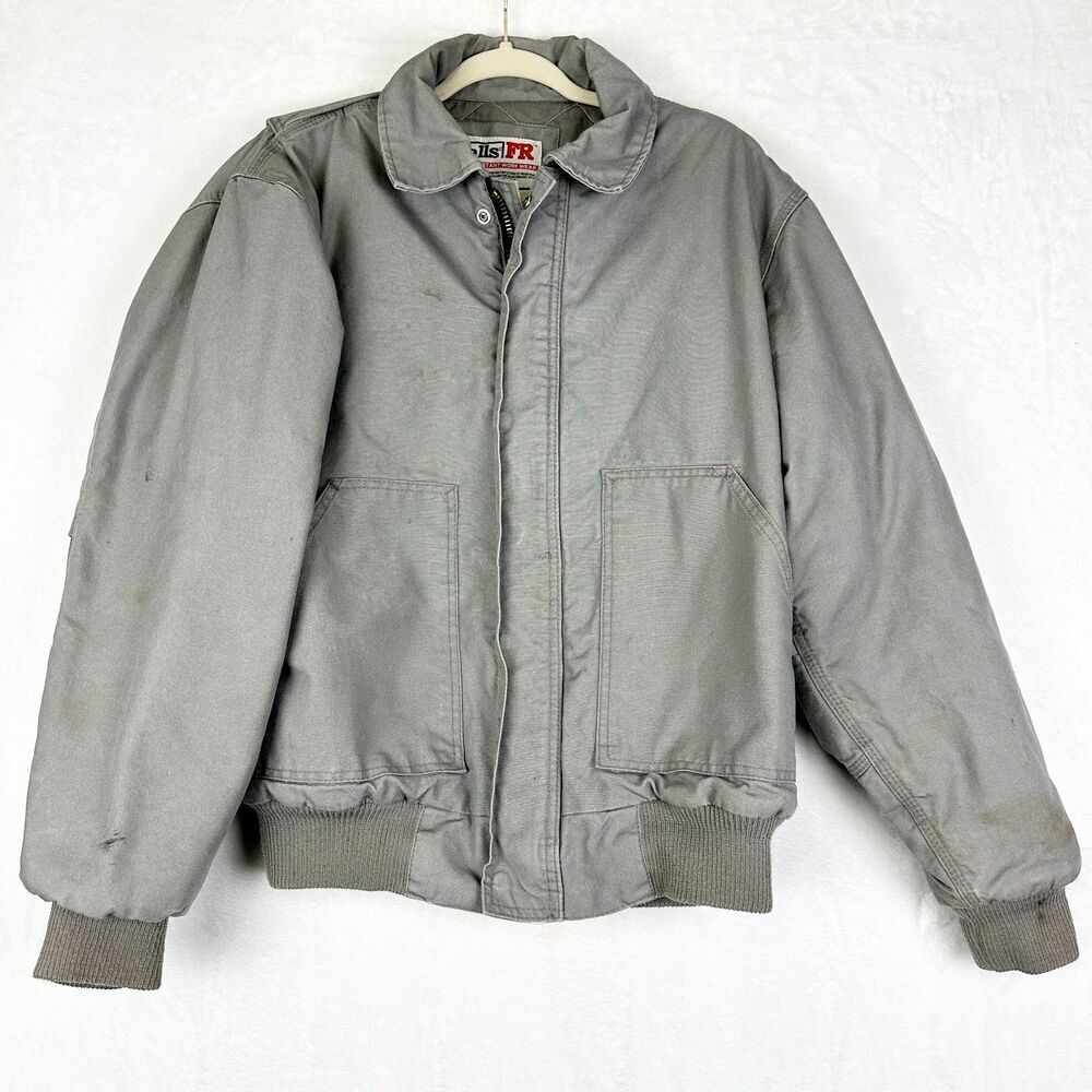 Walls FR Insulated Bomber Jacket Size Medium Tall Grey Flame Resistant Workwear